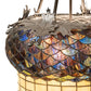 Meyda Lighting Greenbriar Oak 24" 3-Light Oil Rubbed Bronze Inverted Pendant Light With Multi-Colored Shade Glass
