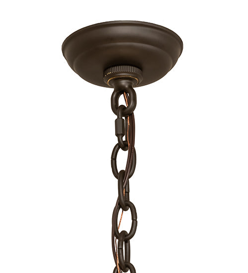 Meyda Lighting Greenbriar Oak 24" 3-Light Oil Rubbed Bronze Inverted Pendant Light With Multi-Colored Shade Glass