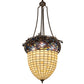 Meyda Lighting Greenbriar Oak 24" 3-Light Oil Rubbed Bronze Inverted Pendant Light With Multi-Colored Shade Glass