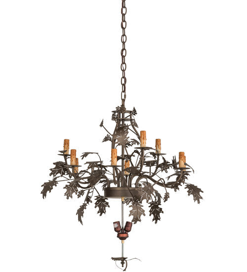 Meyda Lighting Greenbriar Oak 28" 11-Light 9-Arm Tyler Bronze Chandelier Hardware