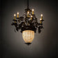 Meyda Lighting Greenbriar Oak 28" 11-Light 9-Arm Tyler Bronze Chandelier With Autumn Beige & Bark Brown Shade Glass