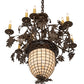 Meyda Lighting Greenbriar Oak 28" 11-Light 9-Arm Tyler Bronze Chandelier With Autumn Beige & Bark Brown Shade Glass