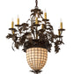 Meyda Lighting Greenbriar Oak 28" 11-Light 9-Arm Tyler Bronze Chandelier With Autumn Beige & Bark Brown Shade Glass