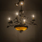 Meyda Lighting Greenbriar Oak 30" 9-Light Dark Burnished Antique Copper Chandelier With Brown & Beige Shade Glass