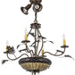 Meyda Lighting Greenbriar Oak 30" 9-Light Dark Burnished Antique Copper Chandelier With Brown & Beige Shade Glass