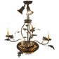 Meyda Lighting Greenbriar Oak 30" 9-Light Dark Burnished Antique Copper Chandelier With Brown & Beige Shade Glass