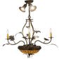 Meyda Lighting Greenbriar Oak 30" 9-Light Dark Burnished Antique Copper Chandelier With Brown & Beige Shade Glass