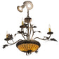 Meyda Lighting Greenbriar Oak 30" 9-Light Dark Burnished Antique Copper Chandelier With Brown & Beige Shade Glass