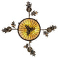 Meyda Lighting Greenbriar Oak 30" 9-Light Dark Burnished Antique Copper Chandelier With Brown & Beige Shade Glass