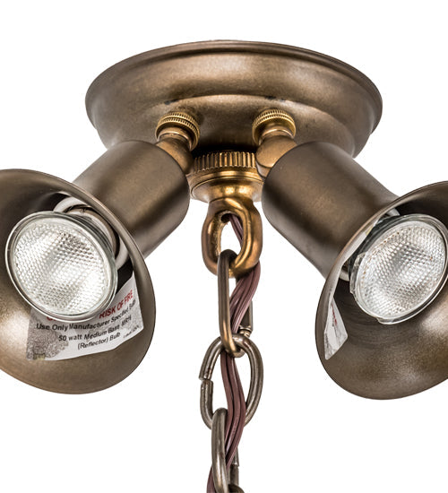Meyda Lighting Greenbriar Oak 30" 9-Light Dark Burnished Antique Copper Chandelier With Brown & Beige Shade Glass
