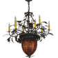 Meyda Lighting Greenbriar Oak 32" 11-Light Copper Vein Chandelier With Multi-Colored Shade Glass