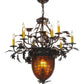 Meyda Lighting Greenbriar Oak 32" 11-Light Copper Vein Chandelier With Multi-Colored Shade Glass