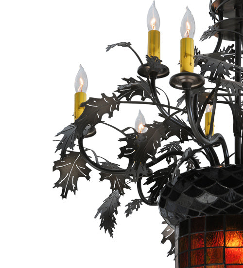 Meyda Lighting Greenbriar Oak 34" 11-Light 9-Arm Timeless Bronze Chandelier With Faux Candlelight