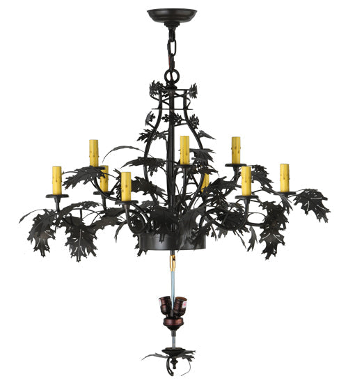 Meyda Lighting Greenbriar Oak 34" 11-Light 9-Arm Timeless Bronze Chandelier With Faux Candlelight