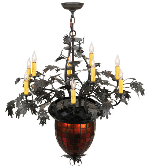 Meyda Lighting Greenbriar Oak 34" 11-Light 9-Arm Timeless Bronze Chandelier With Faux Candlelight