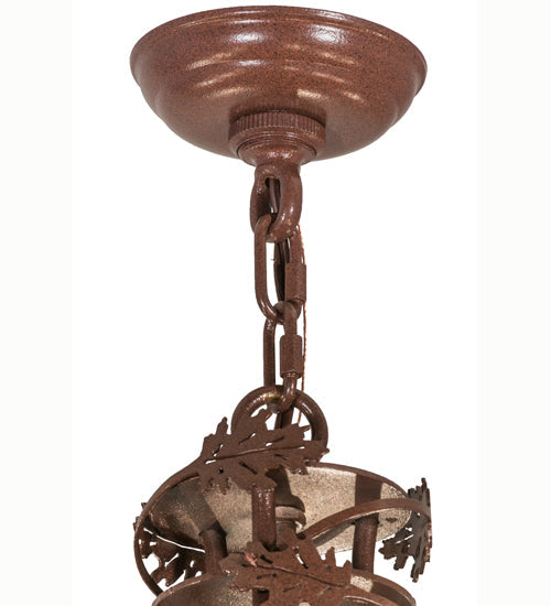 Meyda Lighting Greenbriar Oak 34" 11-Light Rust Chandelier With Autumn Green & Bark Brown Shade Glass