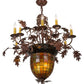 Meyda Lighting Greenbriar Oak 34" 11-Light Rust Chandelier With Autumn Green & Bark Brown Shade Glass