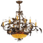 Meyda Lighting Greenbriar Oak 34" 9-Light 9-Arm Dark Burnished Antique Copper Chandelier With Autumn Beige Art & Bark Brown Shade Glass