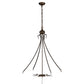 Meyda Lighting Greenbriar Oak 36" 6-Light Antique Copper Inverted Pendant Light With Bark Brown & Beige Shade Glass
