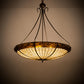 Meyda Lighting Greenbriar Oak 36" 6-Light Antique Copper Inverted Pendant Light With Bark Brown & Beige Shade Glass