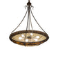 Meyda Lighting Greenbriar Oak 36" 6-Light Antique Copper Inverted Pendant Light With Bark Brown & Beige Shade Glass
