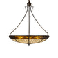 Meyda Lighting Greenbriar Oak 36" 6-Light Antique Copper Inverted Pendant Light With Bark Brown & Beige Shade Glass