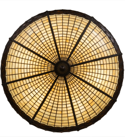 Meyda Lighting Greenbriar Oak 36" 6-Light Antique Copper Inverted Pendant Light With Bark Brown & Beige Shade Glass