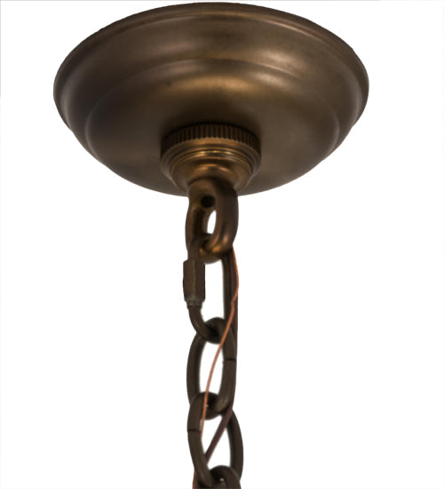 Meyda Lighting Greenbriar Oak 36" 6-Light Antique Copper Inverted Pendant Light With Bark Brown & Beige Shade Glass