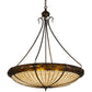 Meyda Lighting Greenbriar Oak 36" 6-Light Antique Copper Inverted Pendant Light With Bark Brown & Beige Shade Glass