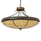 Meyda Lighting Greenbriar Oak 36" 6-Light Antique Copper Inverted Pendant Light With Beige & Brown Shade Glass