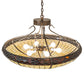 Meyda Lighting Greenbriar Oak 36" 6-Light Antique Copper Inverted Pendant Light With Beige & Brown Shade Glass