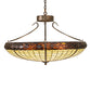 Meyda Lighting Greenbriar Oak 36" 6-Light Antique Copper Inverted Pendant Light With Beige & Brown Shade Glass