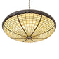 Meyda Lighting Greenbriar Oak 36" 6-Light Antique Copper Inverted Pendant Light With Beige & Brown Shade Glass