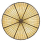 Meyda Lighting Greenbriar Oak 36" 6-Light Antique Copper Inverted Pendant Light With Beige & Brown Shade Glass