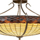 Meyda Lighting Greenbriar Oak 36" 6-Light Antique Copper Inverted Pendant Light With Beige & Brown Shade Glass