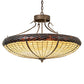 Meyda Lighting Greenbriar Oak 36" 6-Light Antique Copper Inverted Pendant Light With Beige & Brown Shade Glass