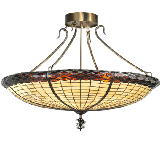 Meyda Lighting Greenbriar Oak 36" 6-Light Antique Copper Semi-flush Mount Ceiling Light