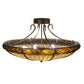 Meyda Lighting Greenbriar Oak 36" 6-Light Antique Copper Semi-flush Mount Light With Brown & Beige Shade Glass