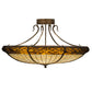Meyda Lighting Greenbriar Oak 36" 6-Light Antique Copper Semi-flush Mount Light With Brown & Beige Shade Glass
