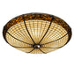 Meyda Lighting Greenbriar Oak 36" 6-Light Antique Copper Semi-flush Mount Light With Brown & Beige Shade Glass
