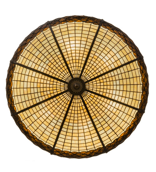 Meyda Lighting Greenbriar Oak 36" 6-Light Antique Copper Semi-flush Mount Light With Brown & Beige Shade Glass