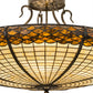 Meyda Lighting Greenbriar Oak 36" 6-Light Antique Copper Semi-flush Mount Light With Brown & Beige Shade Glass
