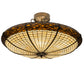 Meyda Lighting Greenbriar Oak 36" 6-Light Antique Copper Semi-flush Mount Light With Brown & Beige Shade Glass