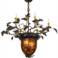 Meyda Lighting Greenbriar Oak 36" 8-Light 6-Arm Antique Copper Chandelier With Green & Brown Shade Glass