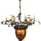 Meyda Lighting Greenbriar Oak 36" 8-Light 6-Arm Antique Copper Chandelier With Green & Brown Shade Glass