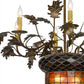 Meyda Lighting Greenbriar Oak 36" 8-Light 6-Arm Antique Copper Chandelier With Green & Brown Shade Glass
