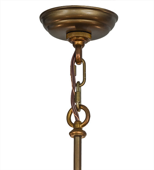Meyda Lighting Greenbriar Oak 36" 8-Light 6-Arm Antique Copper Chandelier With Green & Brown Shade Glass