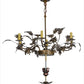 Meyda Lighting Greenbriar Oak 36" 8-Light 6-Arm Antique Copper Chandelier With Green & Brown Shade Glass