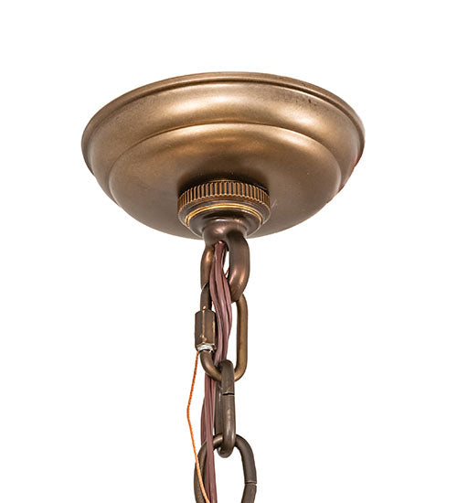 Meyda Lighting Greenbriar Oak 39" 11-Light 9-Arm Dark Burnished Antique Copper Chandelier With Multi-Colored Shade Glass