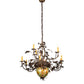 Meyda Lighting Greenbriar Oak 39" 11-Light 9-Arm Dark Burnished Antique Copper Chandelier With Multi-Colored Shade Glass